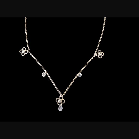 Folli Follie 925 Sterling CZ Flower Pattern 15.5" Long Necklace - Picture 3 of 6